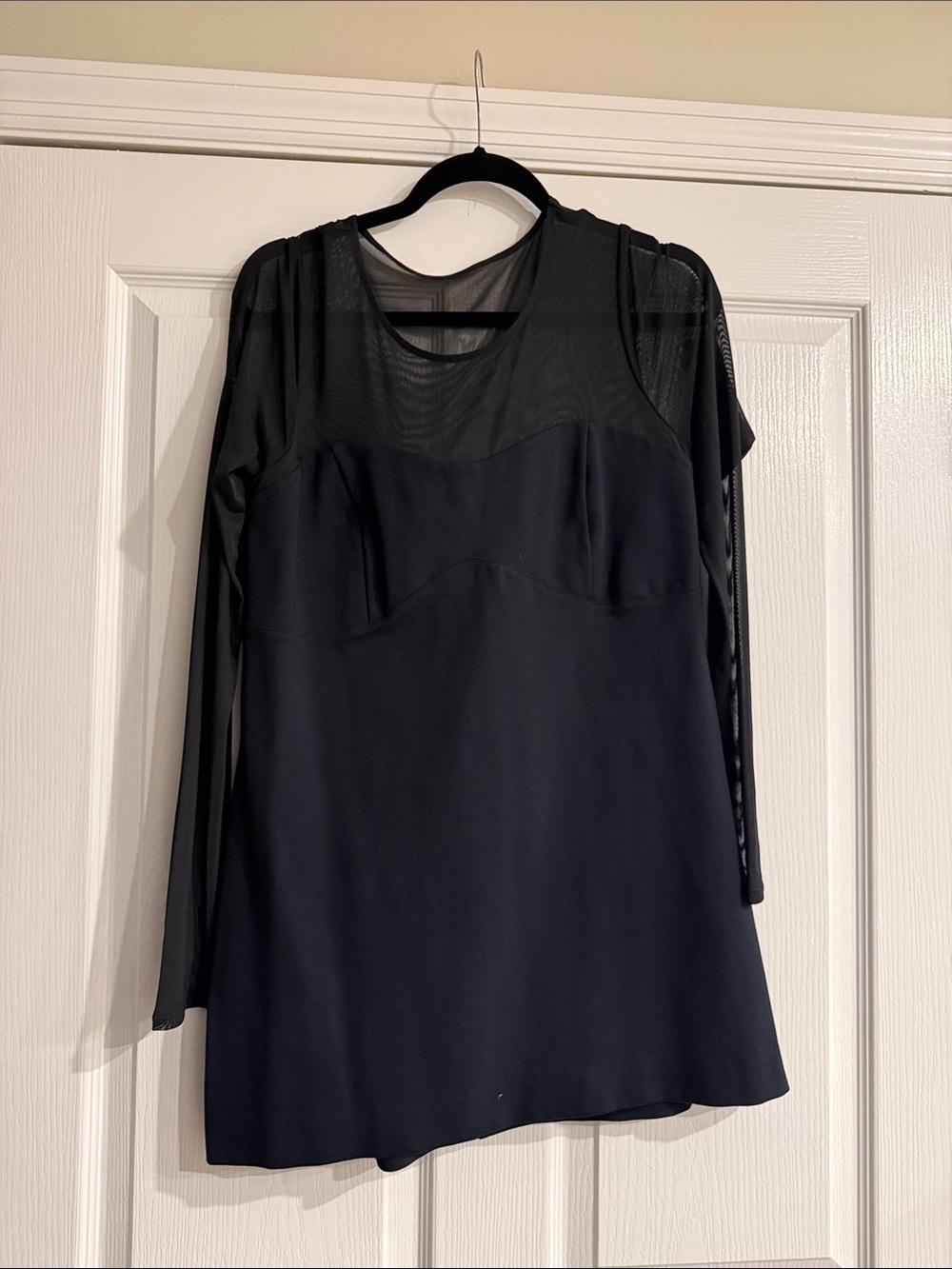 Abercrombie & Fitch Black Long-Sleeve Mesh Inset Dress